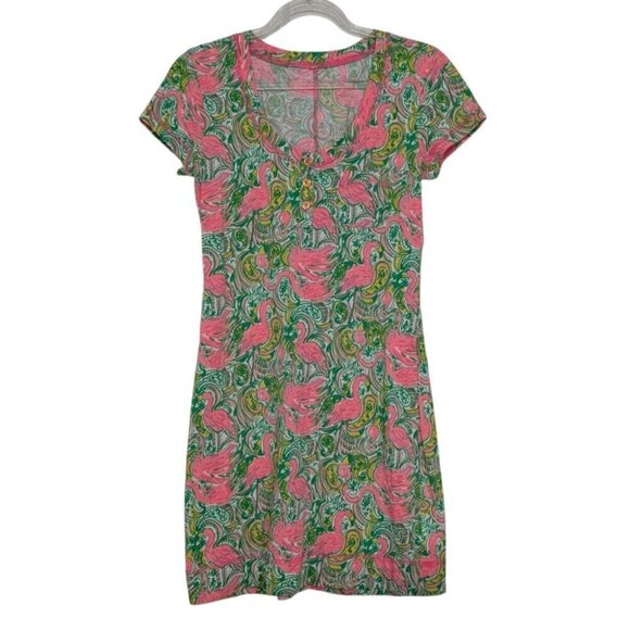 Lilly Pulitzer Dresses & Skirts - Lilly Pulitzer Flamingo Britton Dress Womens Size XS Green Paisley Hot Wings